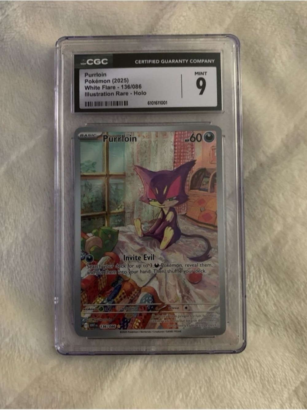 Purrloin Illustration Rare Holo Card - Purple